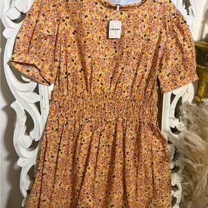 Rare free people Floral Puff Sleeve mini Dress
